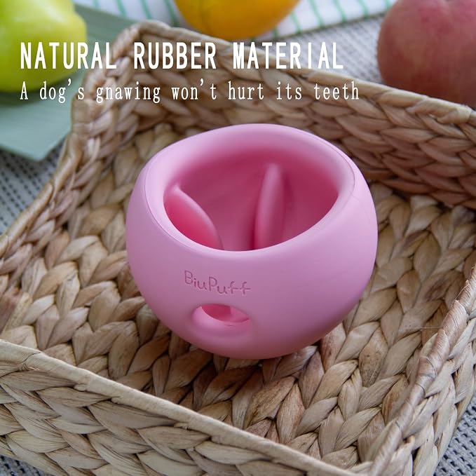 Treat Dispensing Dog Toy & Slow Feeder Bowl, Interactive Puzzle and Mental Toy for Anxiety Relief,Chase Play, and Use as Freezable Lick Bowl (Peach Pink, Small 357g)