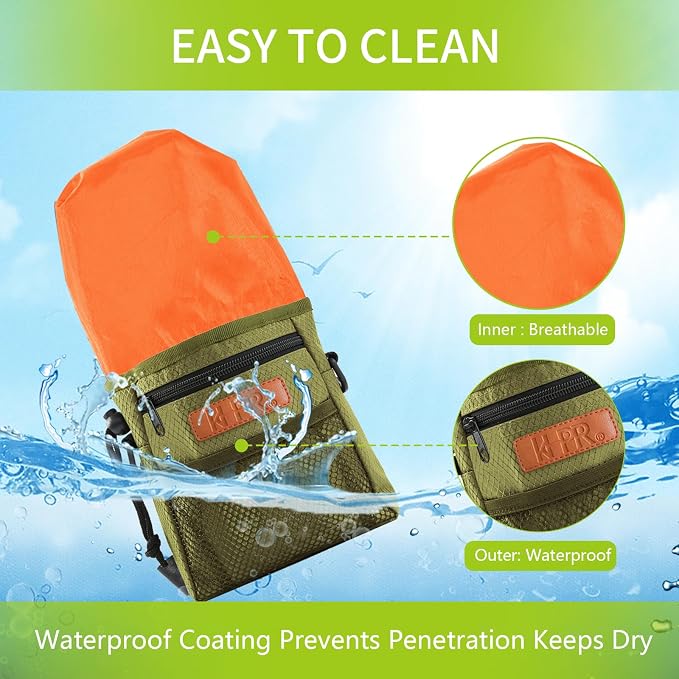 Dog Treat Training Pouch with Built-in Poop Bag Dispenser, Army Green | Easily Carries Pet Toys, Kibble, Treats, 3 Ways to Wear, Foldable Silicone Bowl, Quick One-Hand Access for Dog Walks & Hiking