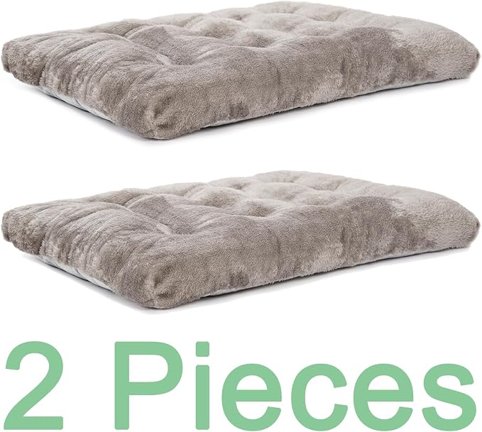 POMIU 2-Pack Dog Bed, Washable Deluxe Plush Crate Beds with Anti-Slip | Machine Washable Kennel Pad Sleeping Mat for Large, Medium and Small Dogs