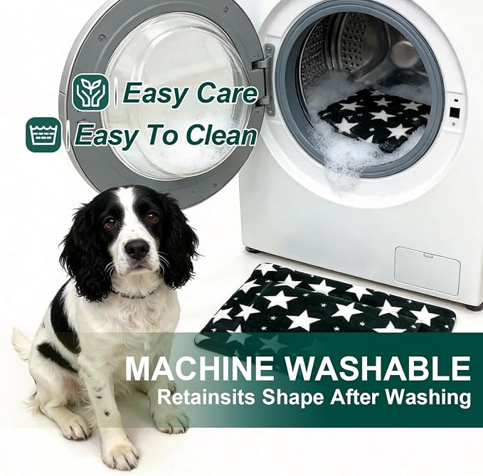 Washable Dog Bed Mat with Anti-Slip Bottom, Deluxe Plush Memory Foam Crate Pad & Waterproof Outdoor Kennel Mat for Dogs & Cats-Durable Crates Beds, Large Medium Small Puppy Size24 x 18",Green