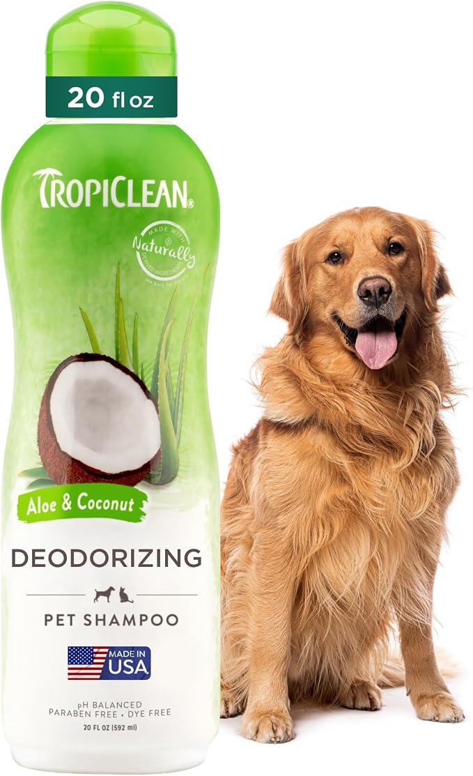 TropiClean Deodorizing Dog Shampoo for Smelly Dogs, Made in USA, 20oz