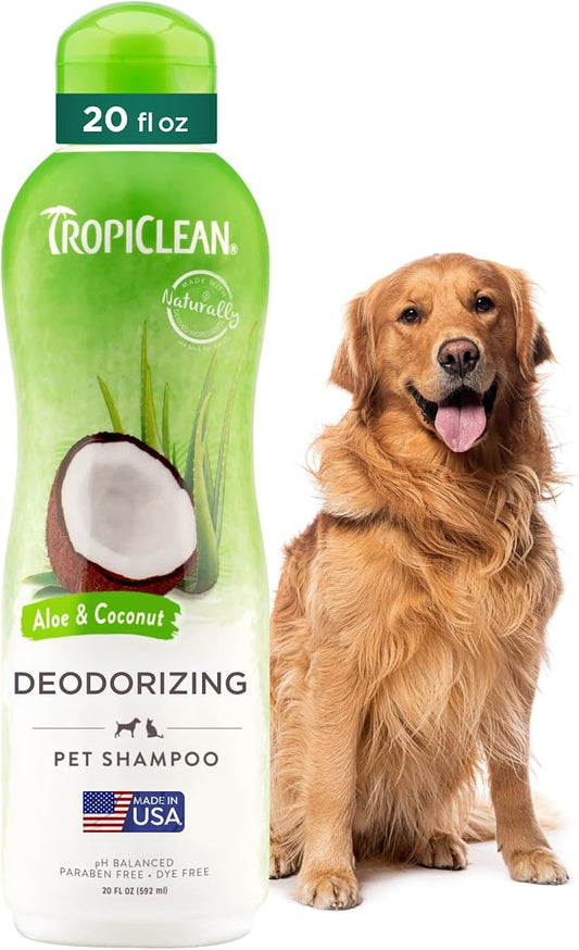 TropiClean Deodorizing Dog Shampoo for Smelly Dogs, Made in USA, 20oz