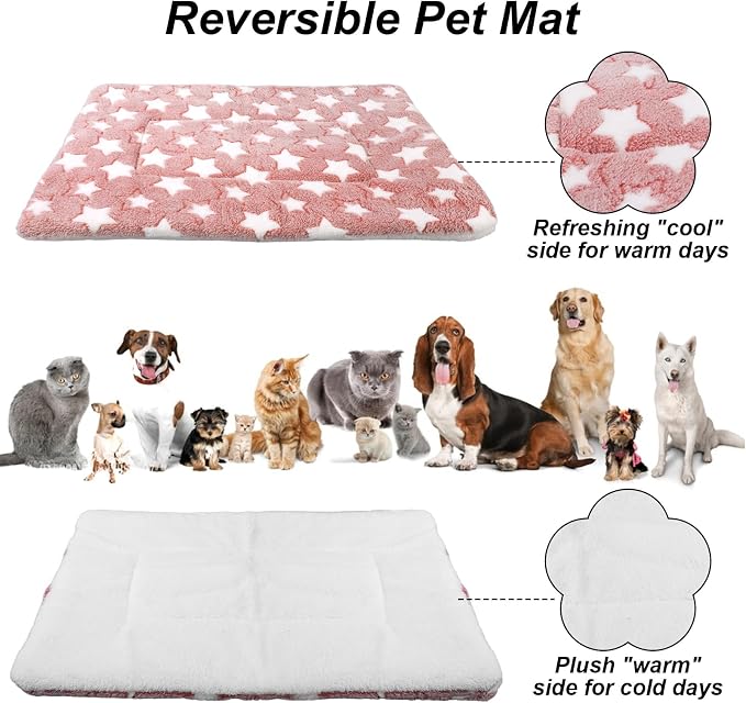 4 Pcs Washable Dog Bed Crate Mat Pad, Reversible Kennel Pad for Crate Pet, Replaceable Dog Cat Bed Guinea Pig Mats Ultra Soft for Small, Medium, Large Dogs Machine Washable 24x16 Inch