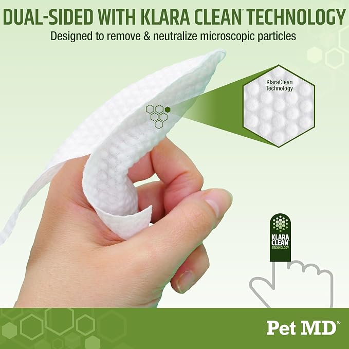 Pet MD Dog Ear Cleaning Wipes - with Eucalyptus & Aloe Vera for Dogs - 50ct | Extra-Coverage and Large Design - Alcohol-Free Pet Ear Cleaning Finger Wipes to Remove Dirt, Debris, and Wax