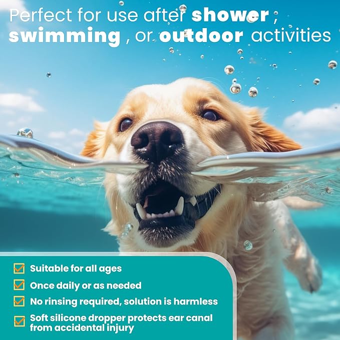 MEDUWEDU Dog Ear Cleaner, Dog Ear Care Liquid, Dog and Cat Ear Cleaner to Eliminates Ear Odour, Dirt and Debris Pet Ear Cleaner Solution,Remove Wax, Dirt & Stop Smelly, Itchy, Non-Irritating, 4 Fl oz