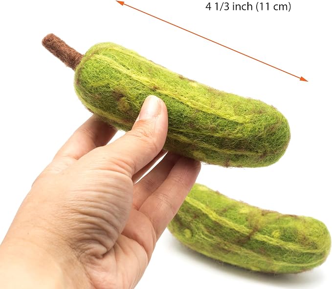Glaciart One Cat Toy Pickle – 2 Pcs | Soft Fuzzy Enrichment 100% Natural Wool - Interactive Catnip Play Cat Toy Set - Safe for Pets, Non-AZO Colored Dyes