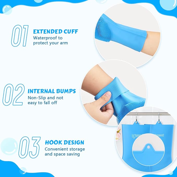 Pecute Silicone Pet Grooming Gloves for Washing Cats Dogs Bath Brush Large | 3,000 soft bristles, Gentle massage & deshedding, Dishwasher safe, For large/thick coats, Home/car cleaning