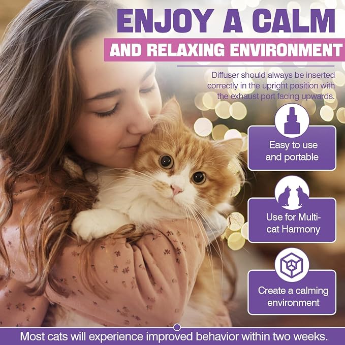 Cat Pheromones Calming Diffuser Refill 6 Pack Multicat Pheromone Diffusers | Relieve Anxiety Stress Reduce Spraying Stress Fighting and Scratching for Cats Calm 48ml Fit All Common Diffusers Plug In