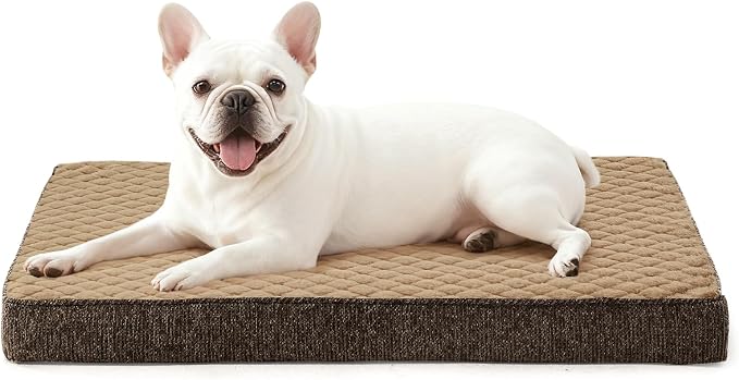 JOEJOY Orthopedic Dog Bed for Small Dogs, Washable Dog Crate Bed Small Sized with Removable Cover, Egg Memory Foam Pet Beds, Brown, 23"x17"