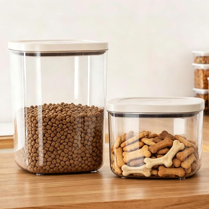 TBMax Dog Cat Food Storage Container 10 Lbs, Stackable Pet Food Dog Treat Container with Pop Up Lids, Airtight Food Storage Bin for Kitchen Organization