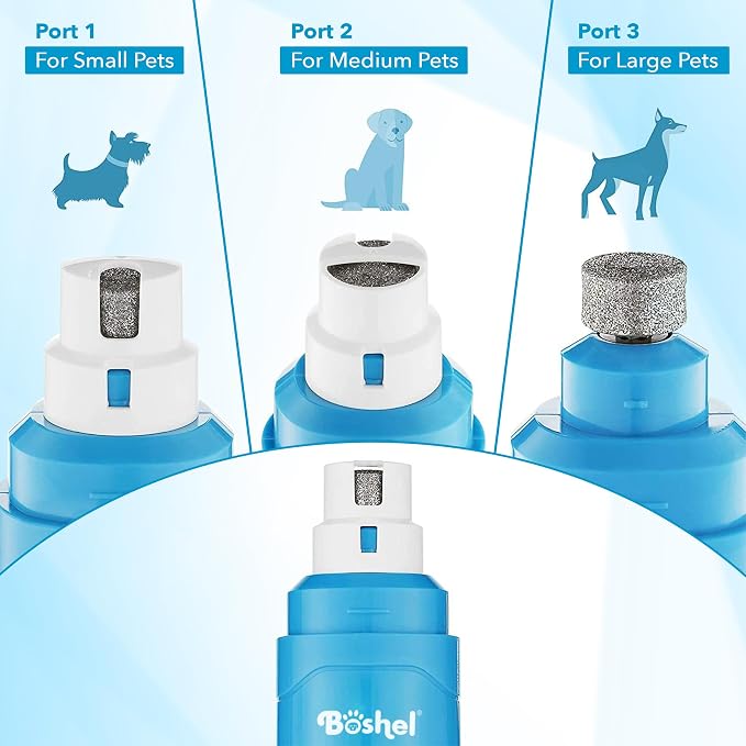 Dog Nail Grinder with 2-Speed Motor, Low Quiet Noise Electric Pet Trimmer for Safe Paw Grooming, Rechargeable and Portable Nail File for Large Dogs, Small Puppies and Cats