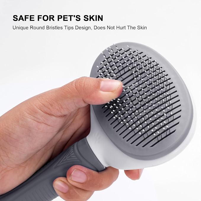 Aogeili Self-Clean Slicker Brush, Deshedding Comb for Dogs Cats Rabbits | One-Click Release Removes Loose Undercoat, Mats & Tangles, for Long & Short Hair Shedding Pets