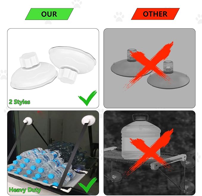 AccEncyc Thick Suction Cup Cat Perches 4Pcs Cat Hammock Replacement Screw Suction Cups for Window Seat