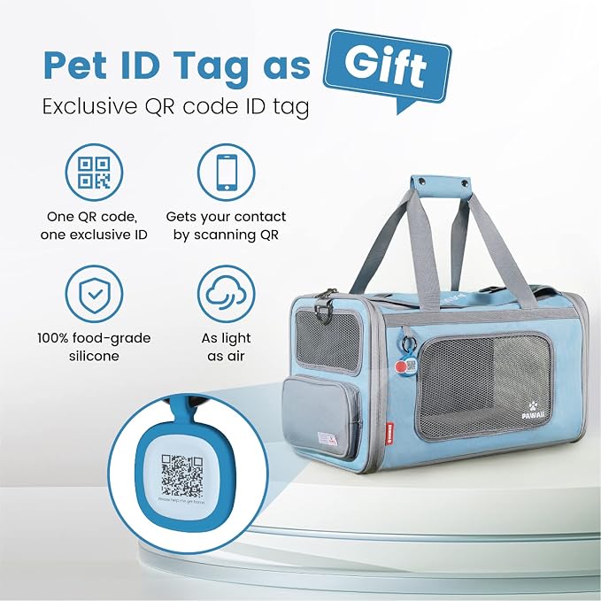 Pawaii Cat Carrier Airline Approved Expandable Breathable Safety Leash | Up to 13 lbs, 16.9 x 10.6 x 10.6 in, QR pet ID tag, top entry, luggage sleeve, soft fleece pad, foldable storage