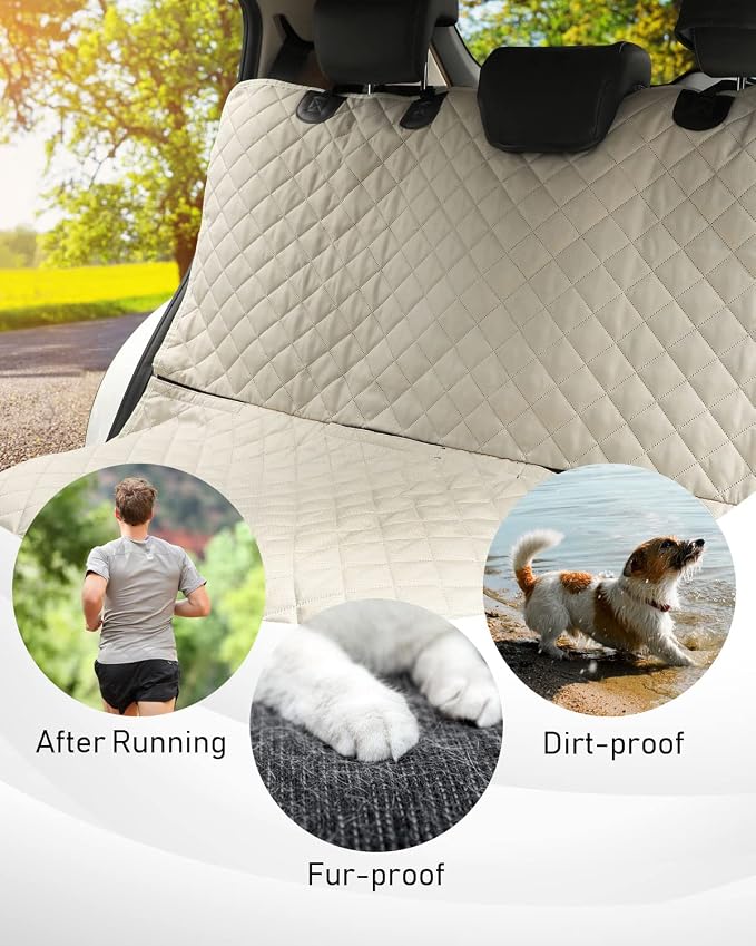 PETICON Waterproof Scratchproof Pet Bench Seat Covers for Cars, SUVs, Nonslip Durable Back Seat Cover for Dogs, 600D Oxford Fabric, Machine Washable