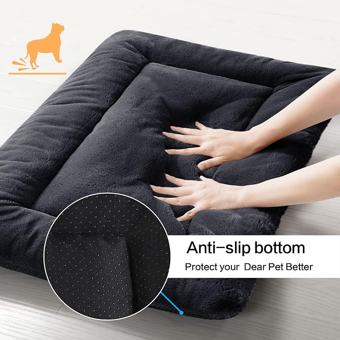Dog Crate Pad Washable Dog Bed for Crate Medium Cozy Mat 30-Inch Dark Gray | Ultra Soft Kennel Pad,Anti-Slip Bottom,Fits for Most Metal Crates,Comfortable Sleeping Pet Mat