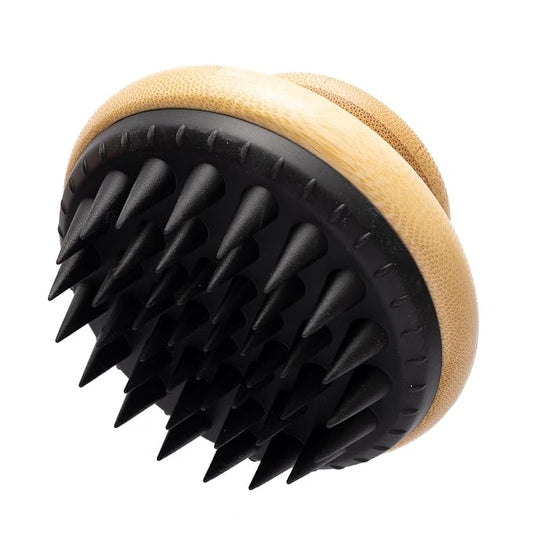 Doggy Style Large Bamboo Dog Bath Scrubber, Bamboo Handle with Soft Silicone Bristles, Shampoo & Massage Tool for Medium & Large Dogs