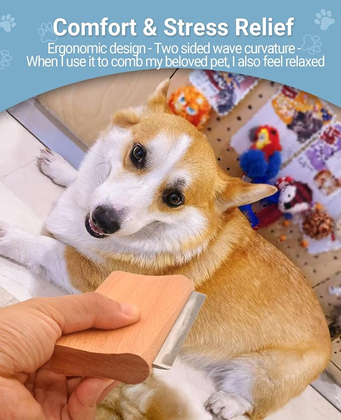 Dog Brush for Shedding | Pet pro Grooming Tool, Cat Grooming Supplies, Deshedding Dog Brush | Combs for Daily Cleaning and Grooming of Pet Hair (4.3 Inch (M))
