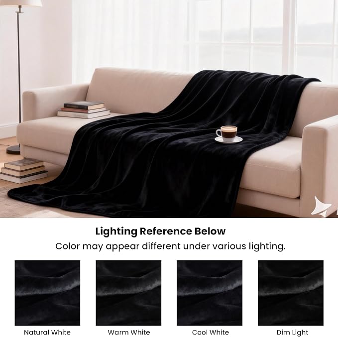 gogobunny Waterproof Flannel Blanket for Bed Couch Sofa, Reversible Double-Sided Throw for Dog Puppy Cat, Stain Resistant Furniture Protector Against Liquid Pee and Fur (90" x 108", Black/Red)