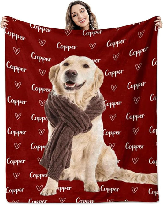 Pamaheart Custom Dog Face Blankets, Personalized Pet Photo Blanket, Fleece Dog Blankets, Customized Photo Throws, Dogs Dad Gifts, Pet Lover Gifts, Memorial Gift /32