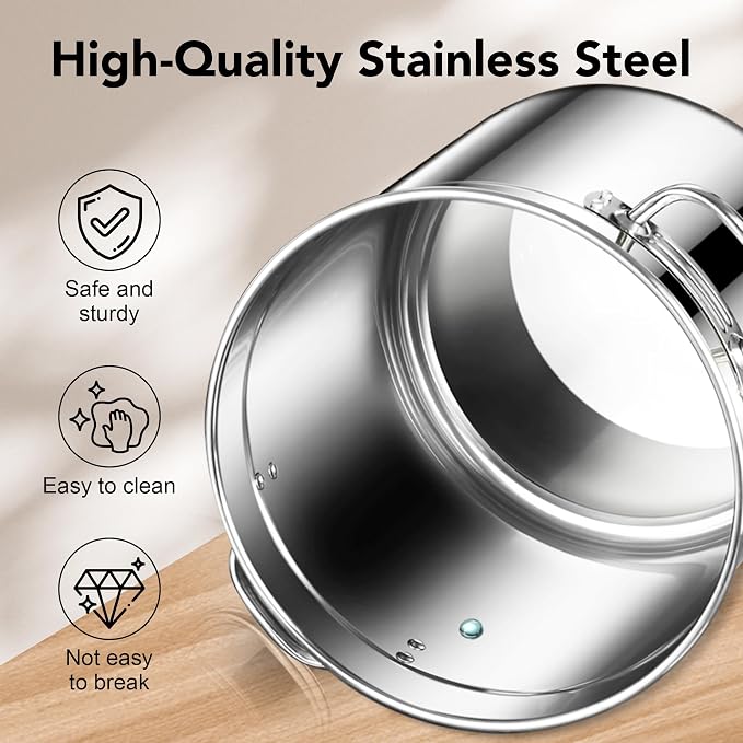 Newget 38lb Airtight Stainless Steel Dog Food Storage Container with Scoop | Large Metal Pet Food Containers Set with Sealed Lid, Metal Lock for Easy Open and Close, Keeps Fresh for Cat / Dog Food