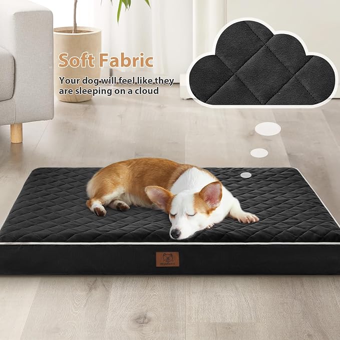 WNPETHOME Orthopedic Waterproof XL Dog Bed for Crate Cozy Sleep | Extra Large Washable Dogs Bed with Removable Cover, Multi-Needle Quilting Dogs XL Crate Bed for Relax , Black 41x27 Inch