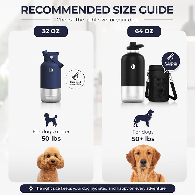 32 oz. Dog Water Bottle, Insulated Dog Travel Water Bottle, Stainless Steel Pet Water Bottle Dispenser Portable Food and Water Bowl for Dogs for Walking Dog Canteen Travel Kit