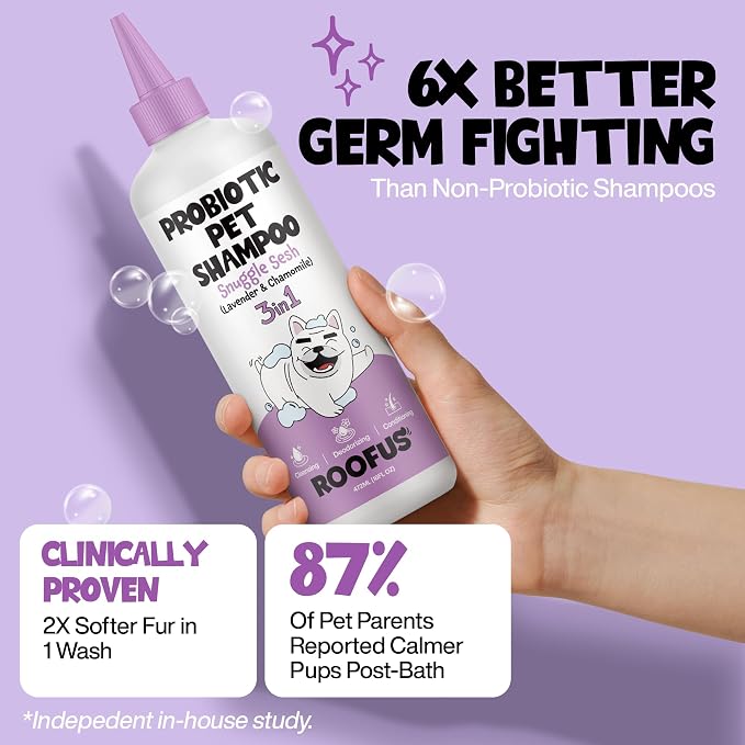 Anti Itch Dog Shampoo & Conditioner, Lavender for Dogs | Probiotic Hypoallergenic Formula - Snuggle Sesh Lavender Scent - Itchy Skin Relief for Smelly Dogs - 3-in-1 Conditioner