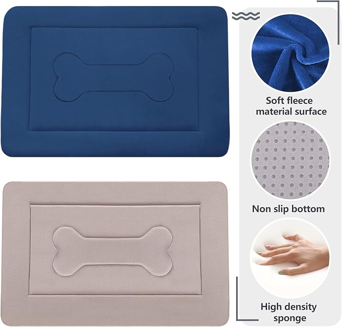 Extra Large Dog Bed Soft Dog Crate Pad Mat, 48 in Non-Slip Bottom Washable Dog Sleeping Mattress Pet Beds Cat Bed Kennel Pad, Dark Blue