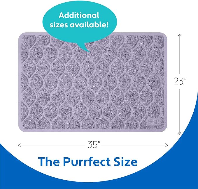 MIGHTY MONKEY Waterproof BPA Free Cat Litter Box Trapping Mat, Easy Clean Floors, Textured Backing, Soft on Sensitive Kitty Paws, Cats Accessories, Less Waste, Stays in Place, 35x23, Purple