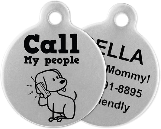 If It Barks - Engraved Pet ID Tags for Dogs - Personalized Stainless Steel Identification Tags - Custom Name Tag Attachment - Made in USA, Call My People