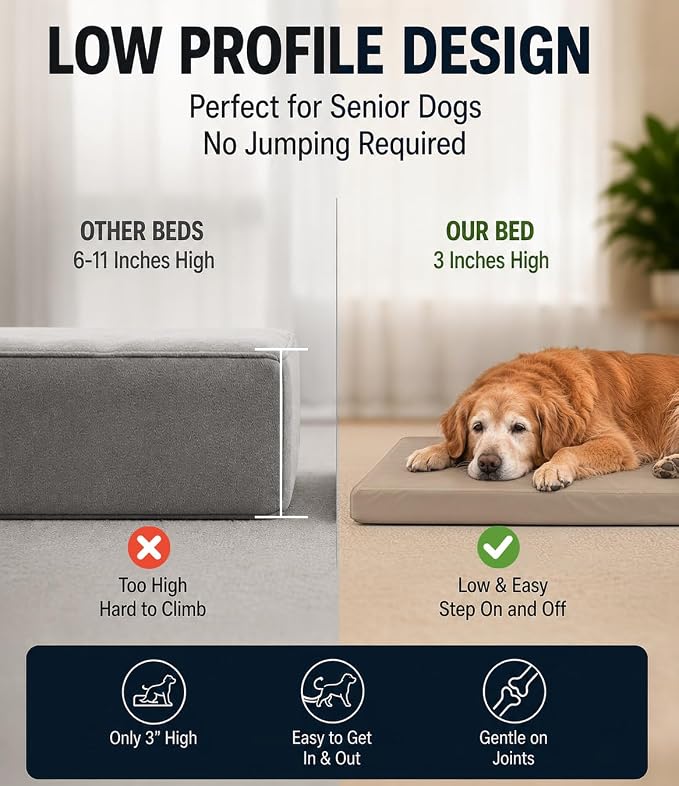 Waterproof Dog Bed for Crate Pad, Leather Brown Hair Resistant Dog Beds with Wipeable Covers, Easy Clean Large Mattress Pet Mat