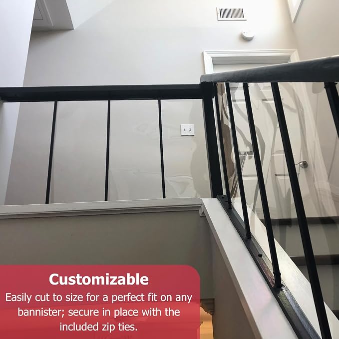 Cardinal Gates KS15 Banister Shield Protector - Clear Indoor Banister Guard for Babies - Shatterproof Plastic Banister Guard for Pets - Made in The USA - 15 Feet Roll