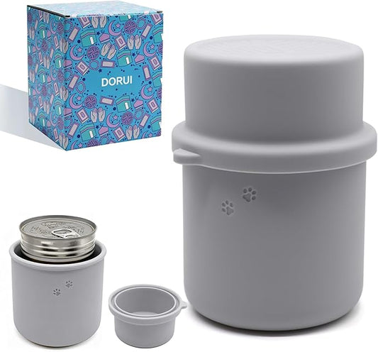 Original Canned Dog Food Storage Container | Silicone Can Cover Pet Food Sealer | BPA Free, Airtight, Dishwasher & Freezer Safe (Grey)