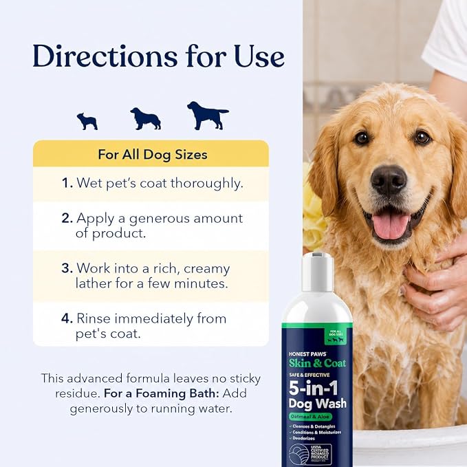Oatmeal Aloe Dog Shampoo and Conditioner, Itchy Skin Relief, Sensitive Skin | Oatmeal Shampoo for Dogs, Anti-Itch Pet Shampoo for Allergies and Itching, Puppy Dog Wash, Natural Sulfate Free