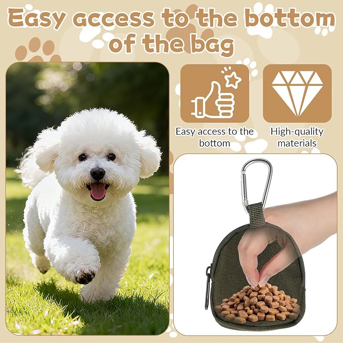 2 PCS Dog Treat Pouch, 5.12 × 2.95 in Waterproof Dog Treat Pouches for Pet Training, Zipper Closure Reusable Dog Training Treat Pouch, Portable Reward Puppy Treat Bag for Traveling or Outdoor