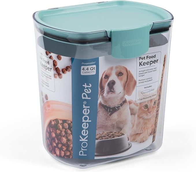 ProKeeper by Progressive Pet Food Storage Collection – Airtight Containers for Dog and Cat Food & Treats – Silicone Seal, Stackable, Dishwasher Safe (4.4 Quart Pet Food Keeper)