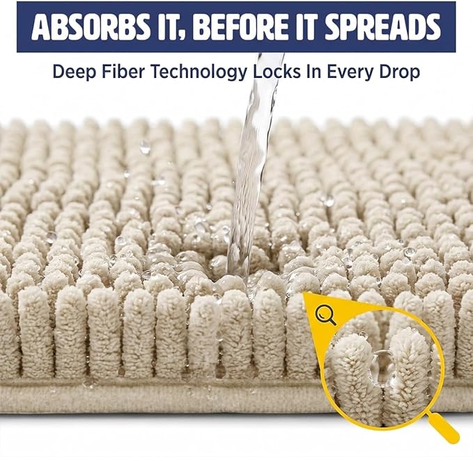 Muddy Mat® | Cat Litter Mat 18"x28", Litter Trapping Mat, Super Absorbent Scatter Control, Soft on Paws, Slip Resistant Washable Kitty Litter Mat, Traps Litter, Protects Floors, Beige