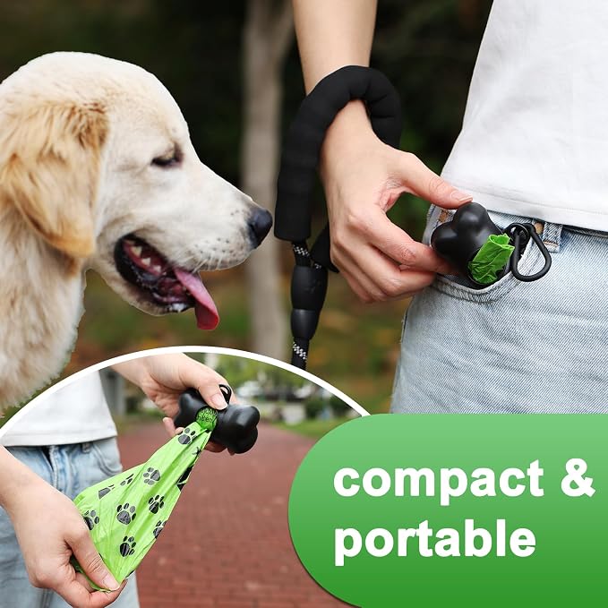 ILOMAX Dog Poop Bags with Dispenser, 270 Unscented Waste Bags (38% Plant-Based), Extra Thick Leak-Proof Refill Rolls for Dogs & Cats – 18 Rolls + Holder