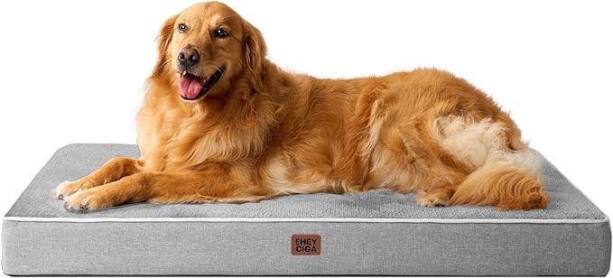 EHEYCIGA XL Memory Foam Dog Crate Bed with Washable Cover, 41x27Inch, Grey | High Density Egg Crate Foam, Waterproof Liner, Removable Easy Clean Cover, Non-Slip Bottom, Fits Crate, Floor and Sofa