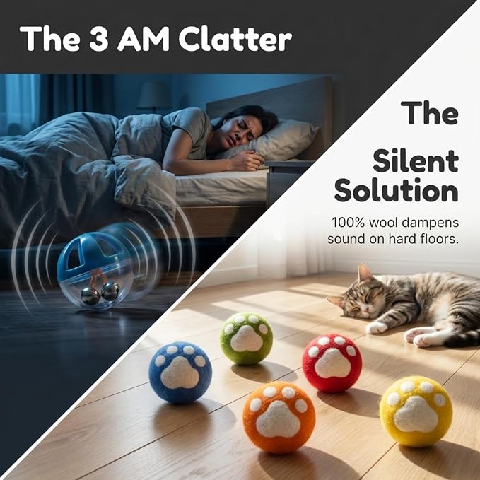 Glaciart One Wool Balls for Cats 5 Pack, Felt Balls for Cats, Wool Cat Toys for Indoor Cats & Kittens, Handmade Natural Interactive Cat Toys for Play & Exercise