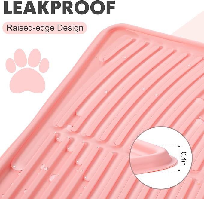 Pink 40"x 28" Cat Litter Mat Extra Large Waterproof Litter Box Mat Kitten Pet Trapping Rug Pad Easy to Clean Trapping Pad to Keep The Floor Clean for Multiple Pets Indoor Floor