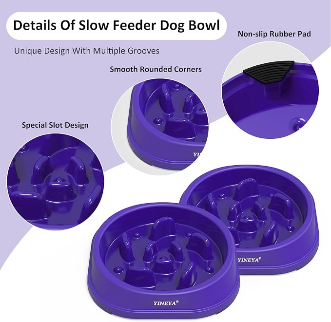 YINEYA Anti-Choking Slow Feeder Dog Bowls Small Size Dog, Slow Feeder Cat Bowl, Supplies and Puzzle for Pet