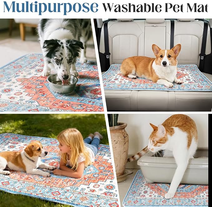 Washable Pee Pads for Dogs, 2 Pack Reusable Puppy Training Pads 72"x72" Super Absorbent Waterproof Dog Training Pads, Non-Slip Potty Pads, Whelping Pads Litter Mat Orange/Mix