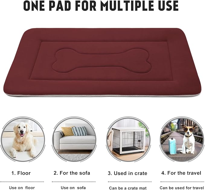 Dog Bed Large Crate Mat 42 in Non-Slip Washable Soft Mattress Kennel Pads