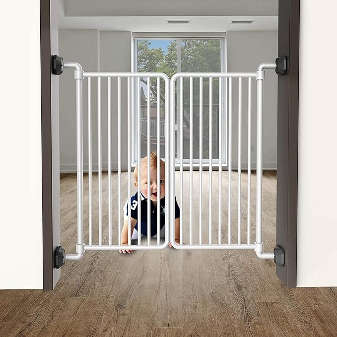 ICERO - Baby Gate Wall Protector - Protect Walls & Doorways from Pet & Dog Gates - for Child Pressure Mounted Stair Safety Gate- 8 Pack, Black