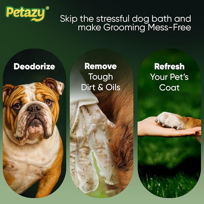 Pet Glove Wipes for Dogs & Cats - Paws, Ears & Butt Cleaning, 25 pk | Lavender, Grooming Glove, Deodorizing, Tear-Resistant, Thick, Hypoallergenic, Aloe & Coconut Oil for sensitive skin, No Rinse