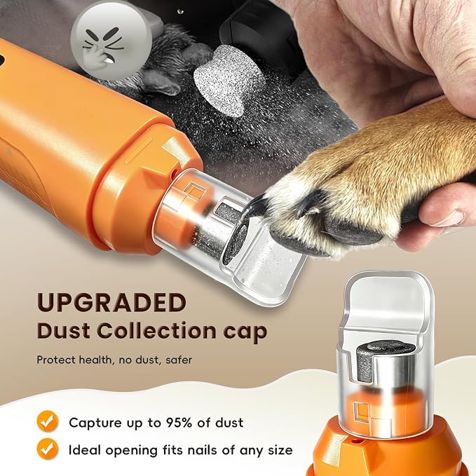 6-Speed Dog Nail Grinder with Led Light, 30 db Ultra Quiet Brushless Motor | Painless Paws Grooming Dog Nail Grinder for Small Medium Large Dogs
