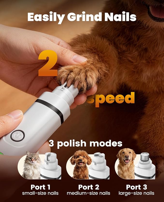 oneisall Dog Clippers and Paw Trimmer Grooming Kit | Low Noise, Powerful Motor, 3-in-1 Dog Trimmers+Nail Grinder, Long-Lasting Battery&Cordless, For Small Medium Large Dogs