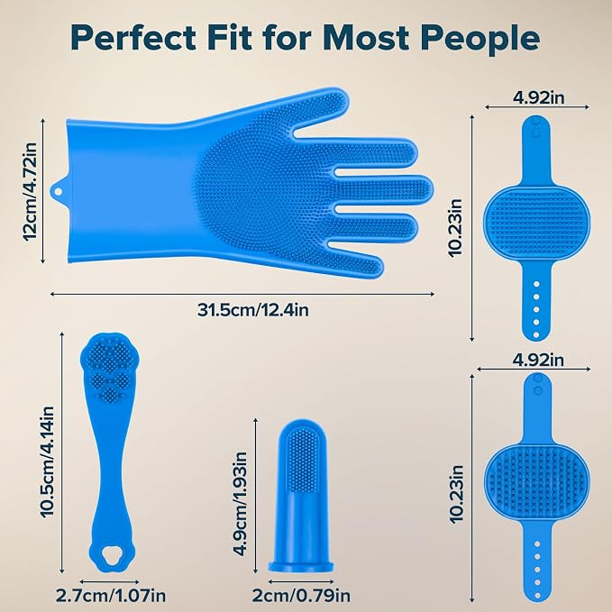 6PCS Grooming & Bath Supplies for Dogs, Cats | Dog Washing Gloves | Dog Bath Brush | Dog Shower Brush | Pet Grooming Gloves | Dog Grooming kit | Pet Supplies for Showerhead & Sprayer (Navy Blue)